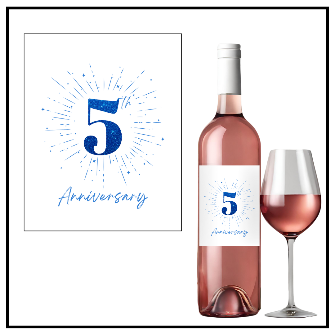 Sparkle 5th Anniversary Wine Label
