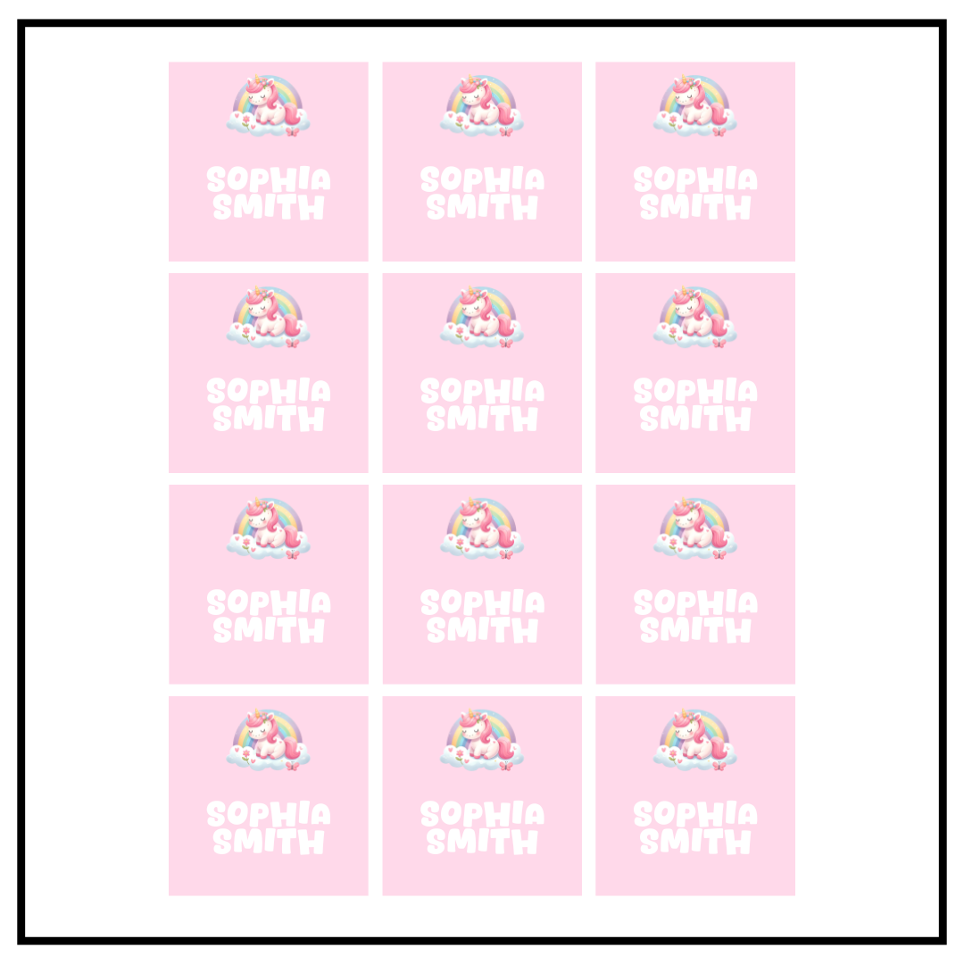 Unicorn Square Label Sheet