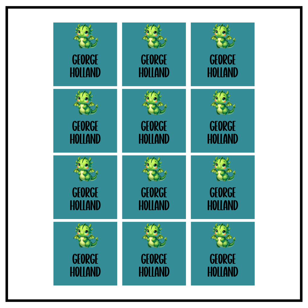 Dragon Square Label Sheet