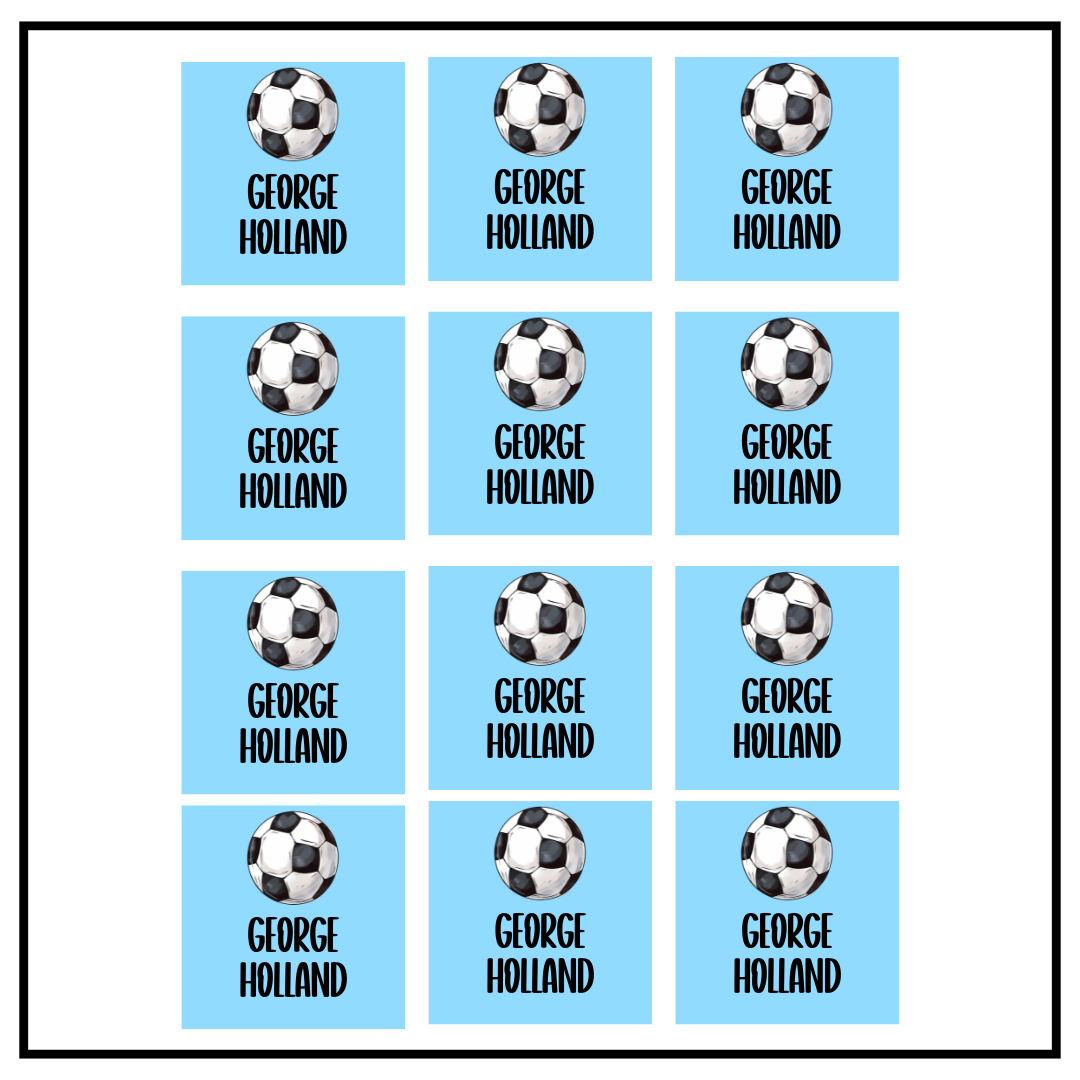 Football Square Label Sheet