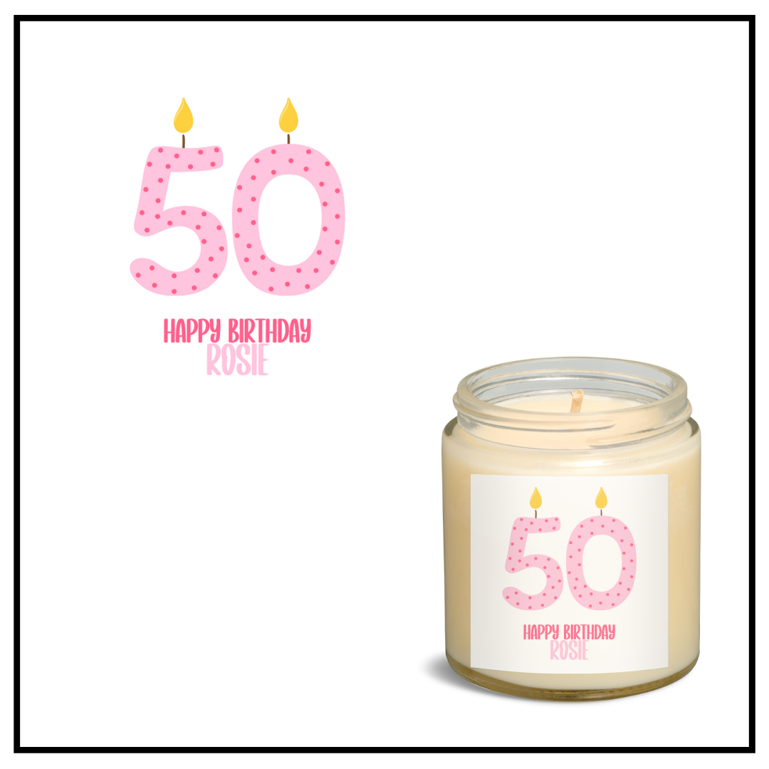 50 Pink Birthday Candle Label
