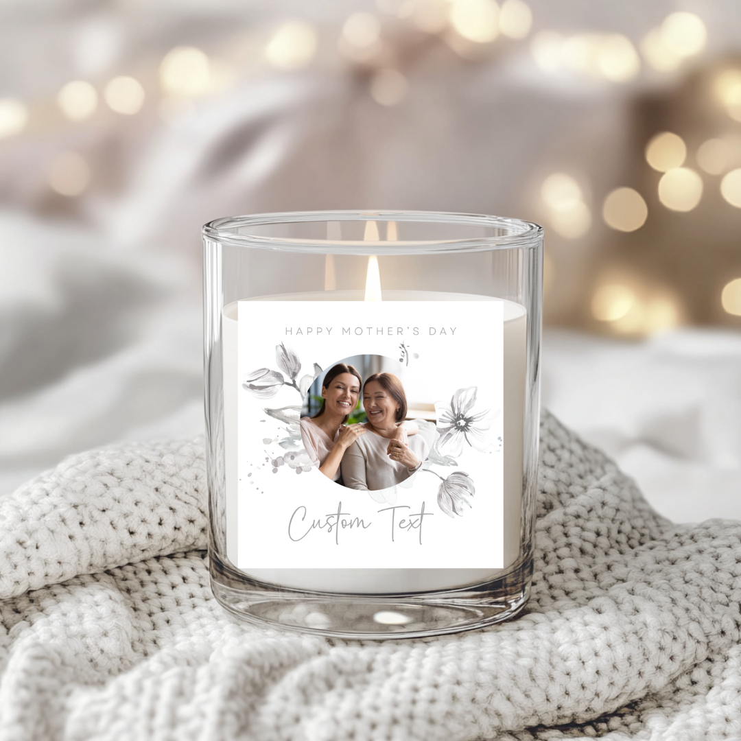 Grey Flowers Mothers Day - Candle Label