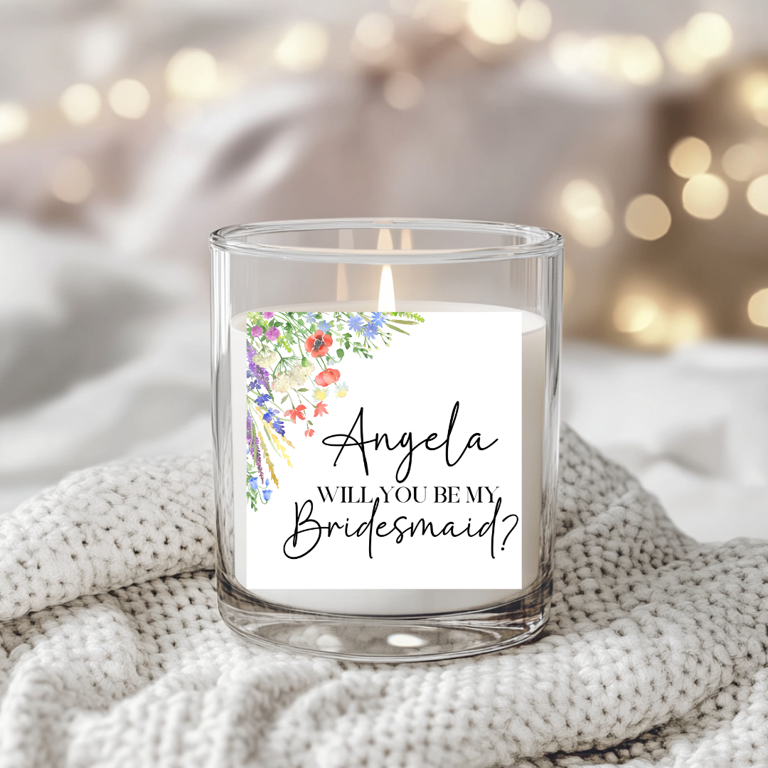 Wild Flowers Wedding Candle Label