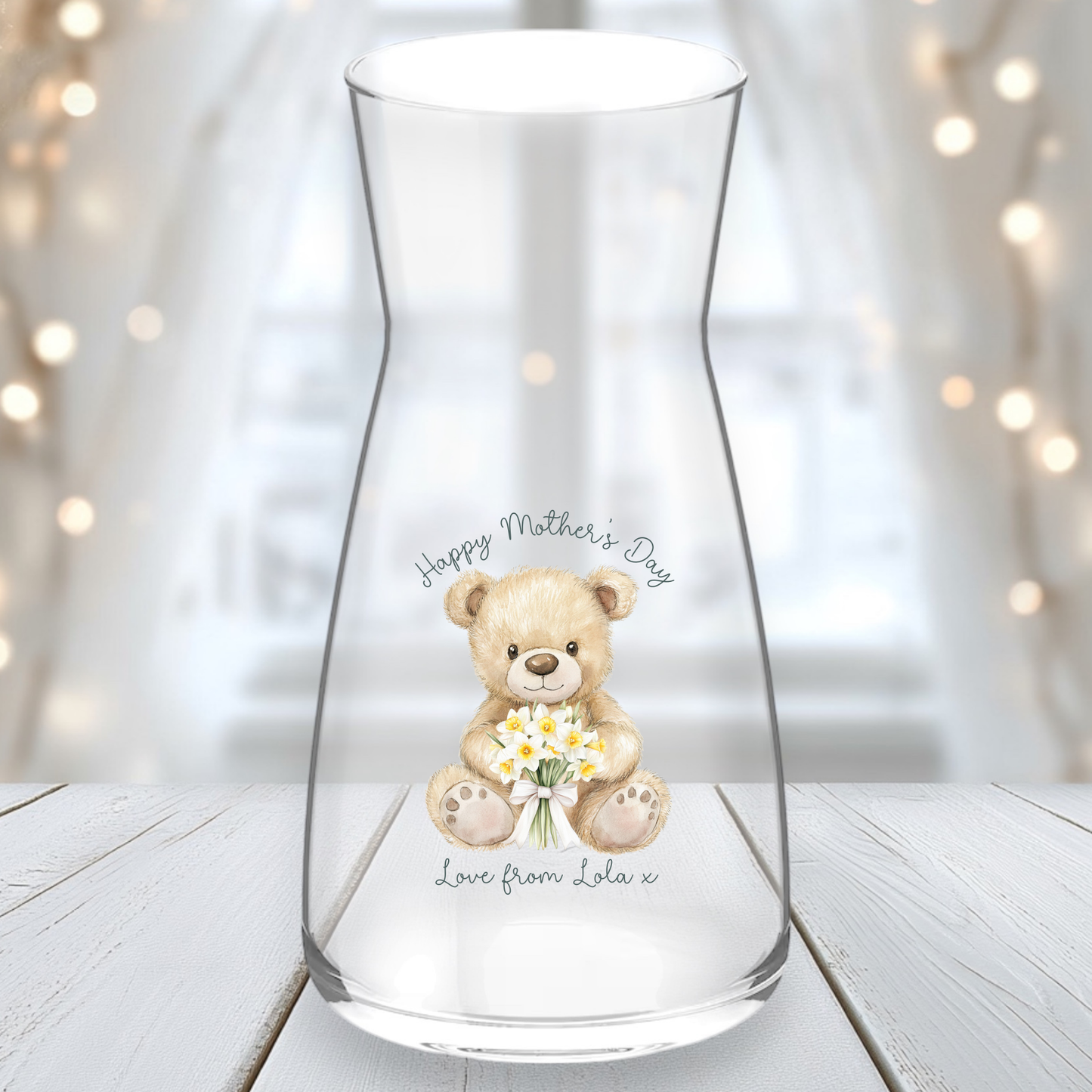 UVDTF Bear With Daffodils - Vase Decal