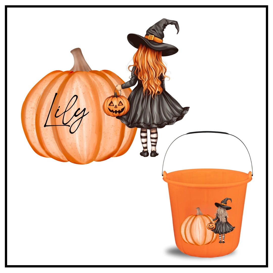 Hallowen Bucket Witch Decal