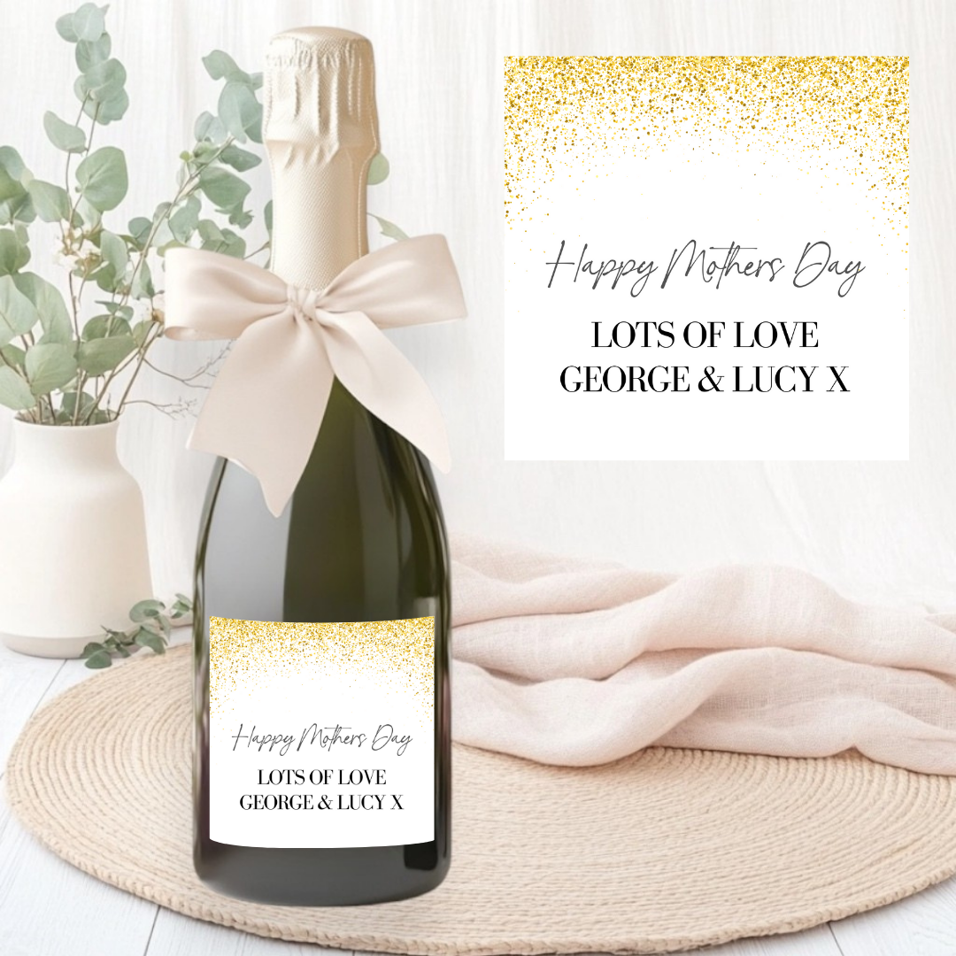 Mothers Day Gold Glitter Prosecco Label