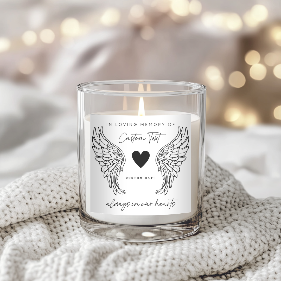 Black Angel Wings Heart - Candle Label