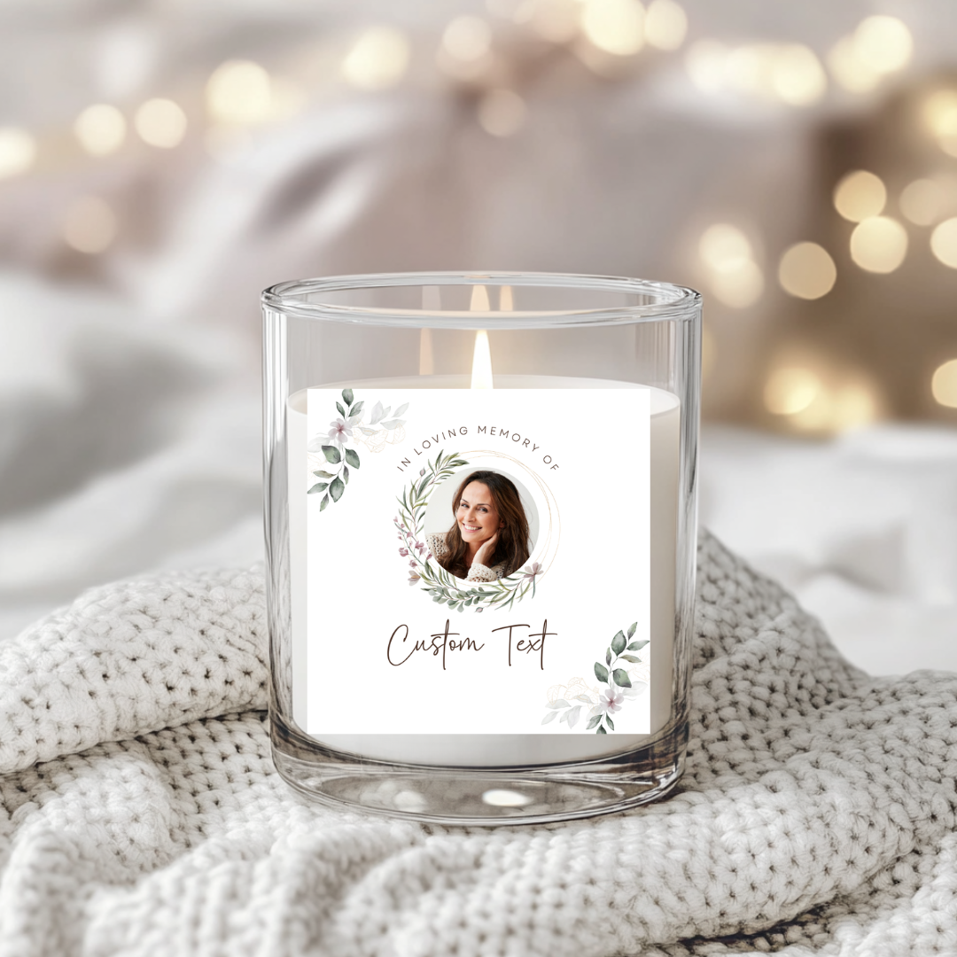 In Loving Memory White Flower- Candle Label