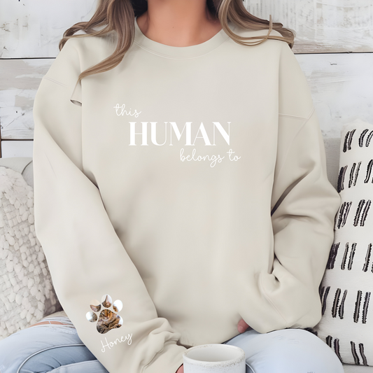 DTF - Photo Pawprint This Human Belongs To  Sweatshirt Decal