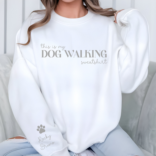 DTF - Grey Dog Walking Sweatshirt Decal
