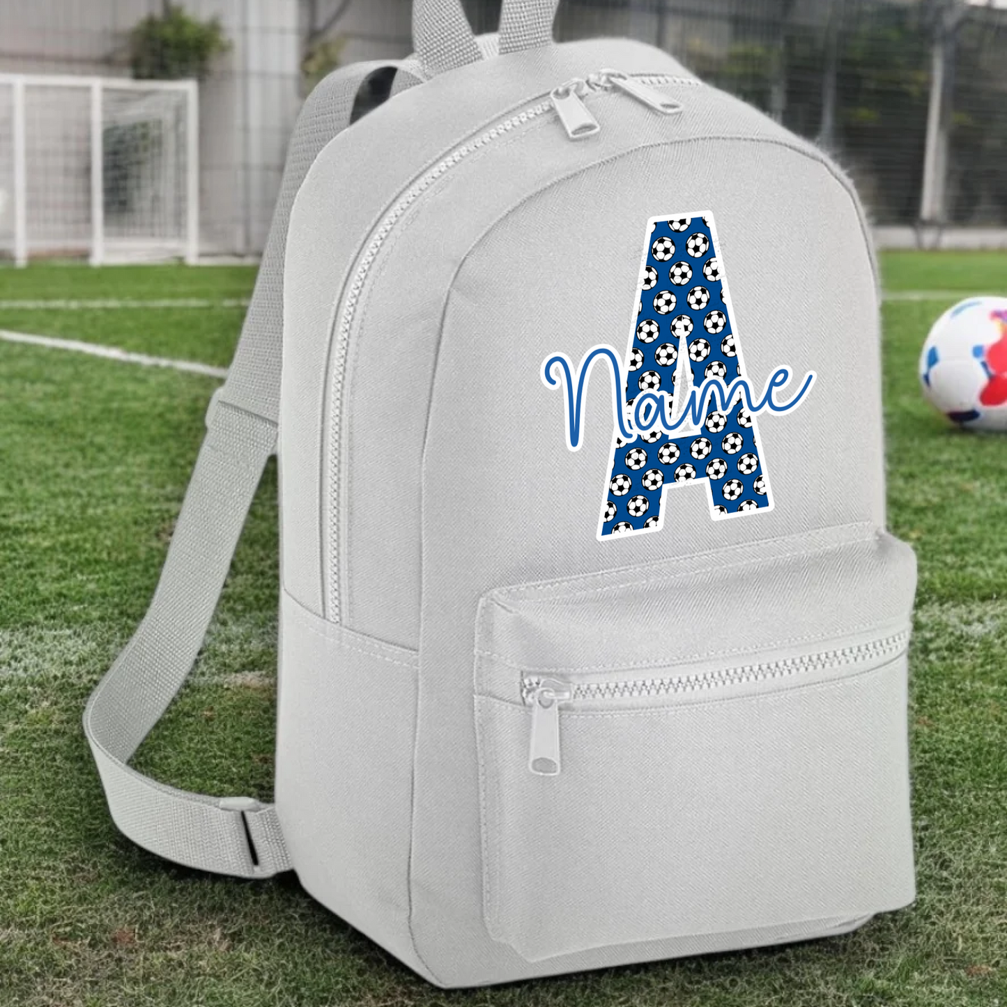 DTF Back Pack Decal -  Football Inital and Name Blue