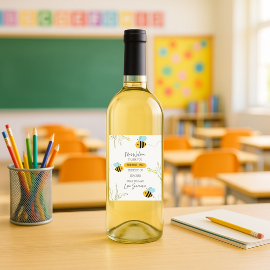Bee Teacher  Wine Label