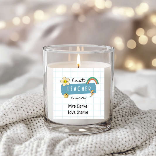 Retro Best Teacher Ever Candle Label