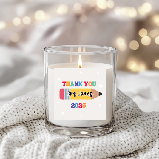 Thank You Pencil Candle Label