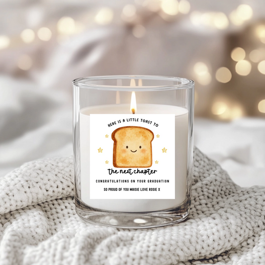 Toast To The Next Chapter Candle Label