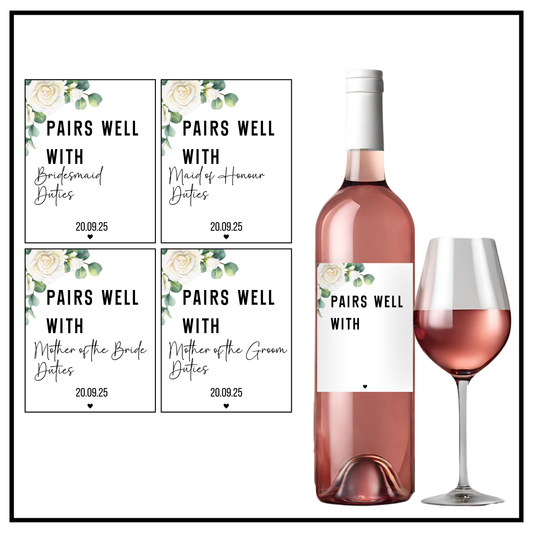 White Roses Pairs With Wine Label