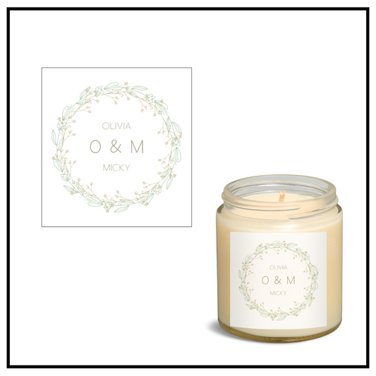 Wreath Initials Candle Label