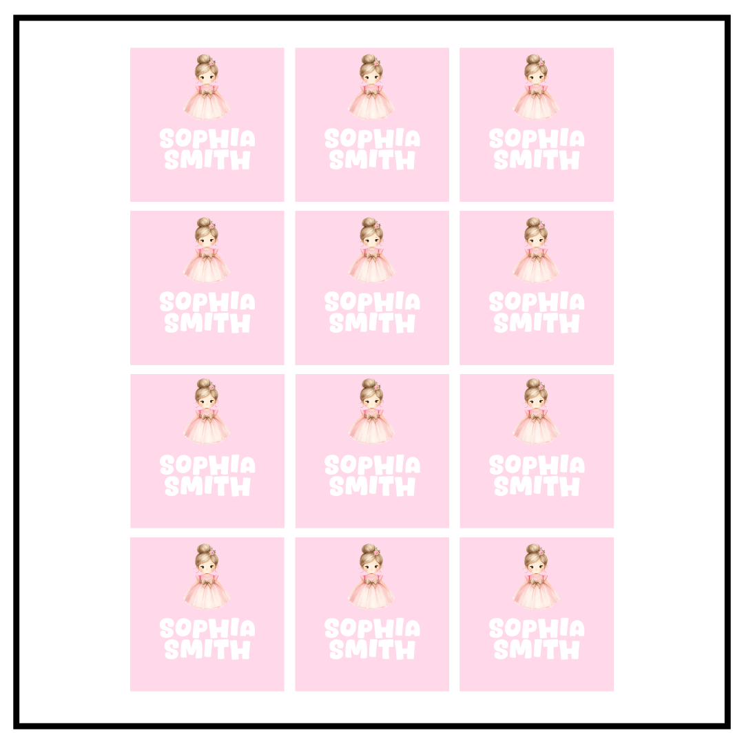 Princess Square Label Sheet