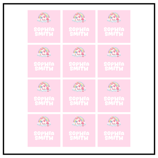 Unicorn Square Label Sheet