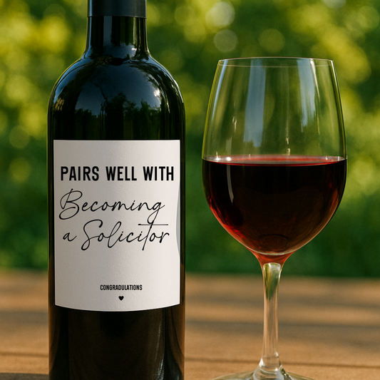 Pairs Well With Becoming a Solicitor Wine Label