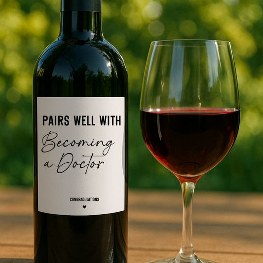Pairs Well With Becoming a Doctor Wine Label