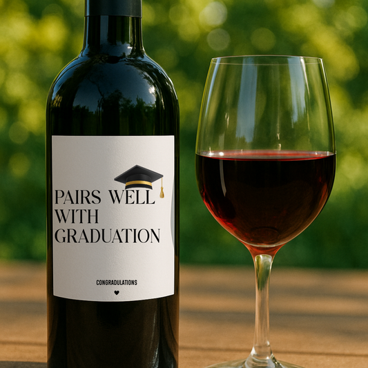 Pairs Well With Graduation Wine Label