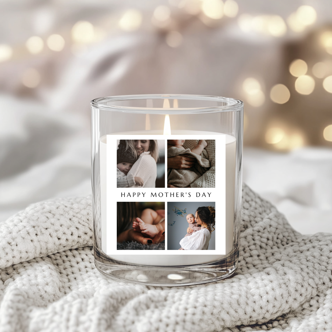 Square Photo Collage Mothers Day - Candle Label