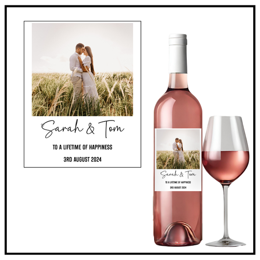 Custom Photo Wedding Wine Label