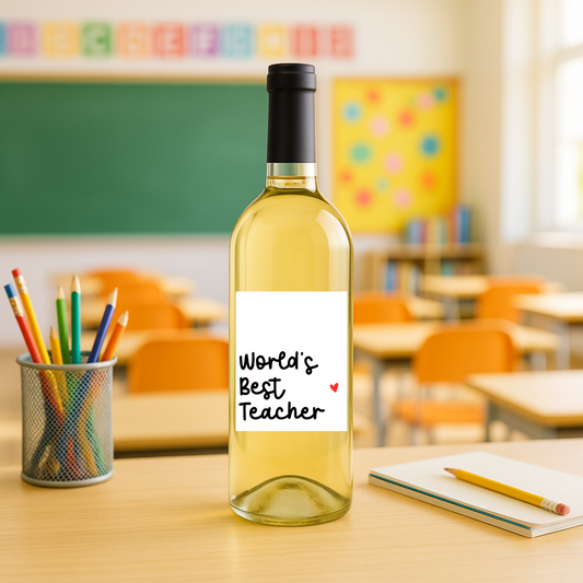 World Best Teacher Wine Label