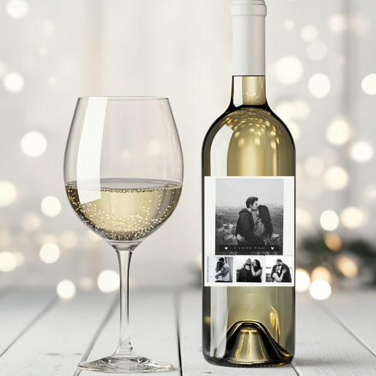 4 Photo Collage Wine Label