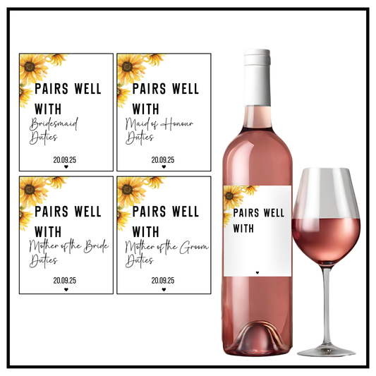 Sunflowers Pairs With Wine Label