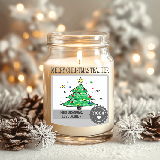 Merry Christmas Teacher Candle Label