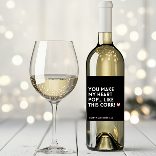 Make My Heart Pop Wine Label