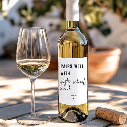 Pairs Well With After School Snack Wine Label