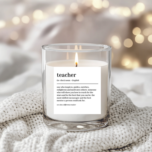 Teacher Noun.English Candle Label