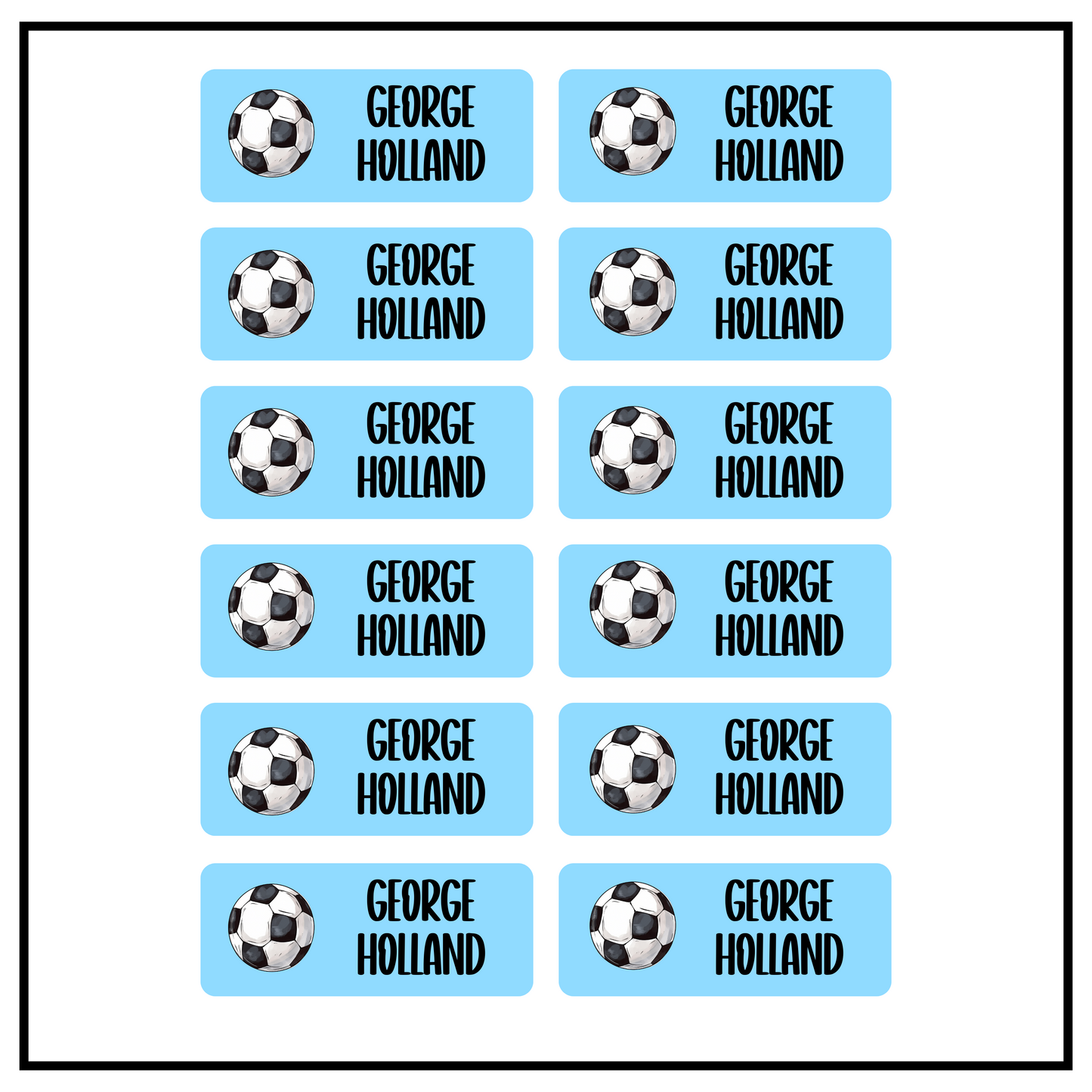 Football Rectangle Name Labels