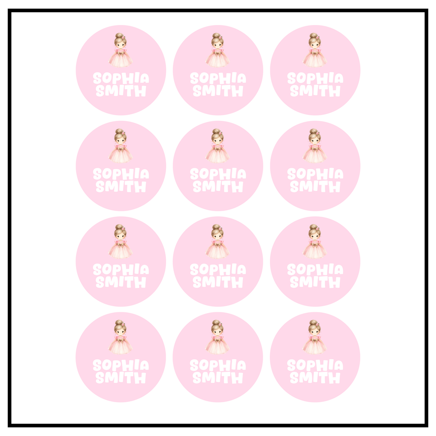 Princess Circle Name Labels