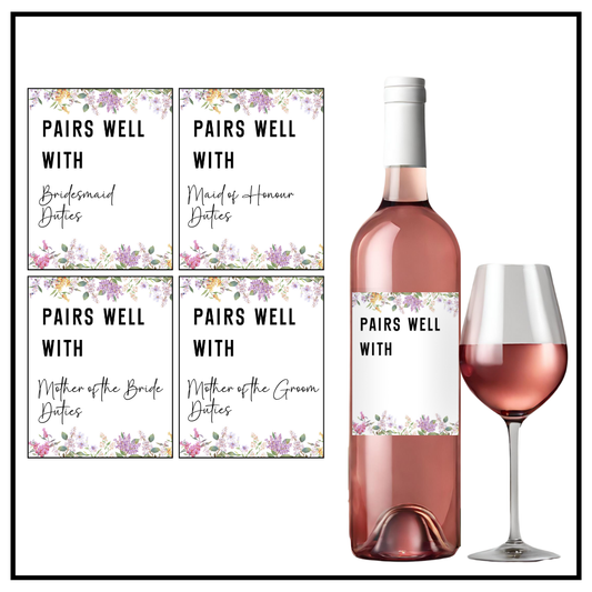 Wild Flowers Border Pairs With Wine Label